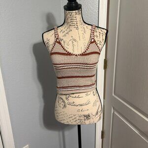 American Eagle Knit Crochet Brown Cropped Tank Top size small